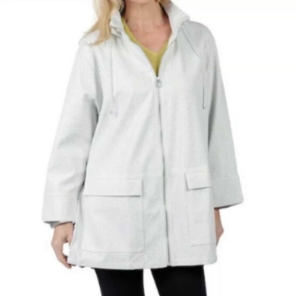 NEW MarlaWynne White Perforated Anorak Jacket- Size XS